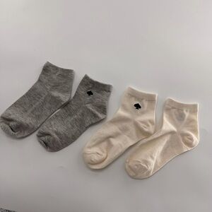 Kate Spade New York Ankle Socks Ivory & Grey Spade Logo Cotton Head Over Heels